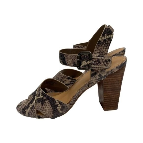 Crown Vintage Snake Print Block Heel Sandals Faux Leather Women’s Size 8 - Picture 6 of 10